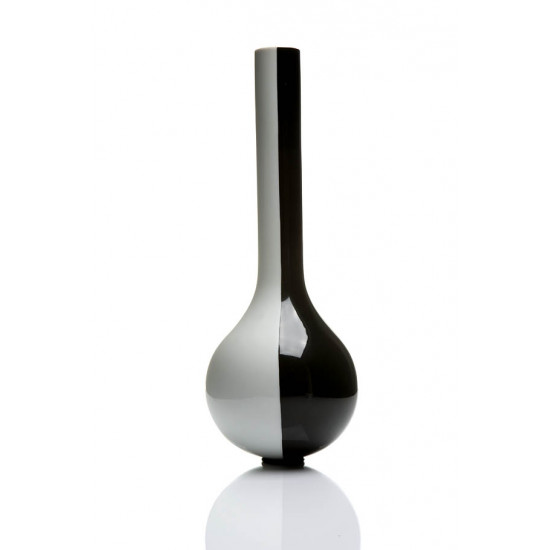 Pinocchio Vase, 29cm, Schwarz Weiß halbiert